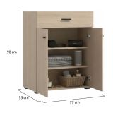 Mobile da Ingresso Marrone Rovere Chiaro Nero un Cassetto 2 Ripiani 77x35x98h cm, 2 Ante - Torrice