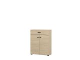 Mobile da Ingresso Marrone Rovere Chiaro Nero un Cassetto 2 Ripiani 77x35x98h cm, 2 Ante - Torrice
