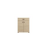 Mobile da Ingresso Marrone Rovere Chiaro Nero un Cassetto 2 Ripiani 77x35x98h cm, 2 Ante - Torrice