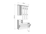 Mobile da Ingresso Marrone Rovere Grigio Specchio Incluso 4 Ripiani 100x29x191.5h cm, Appendiabiti - Tonengo
