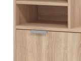 Mobile da Ingresso Marrone Rovere Grigio Specchio Incluso 4 Ripiani 100x29x191.5h cm, Appendiabiti - Tonengo
