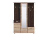Mobile da Ingresso Marrone Rovere Marrone Noce Specchio Incluso un Cassetto 133.5x33x197.5h cm, 9 Ripiani - Volpara