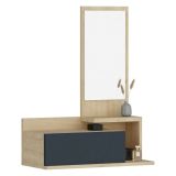 Mobile da Ingresso Marrone Rovere Nero Antracite Specchio Incluso un Cassetto 60x31x90h cm, 3 Ripiani - Minerbe