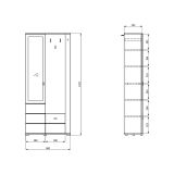 Mobile da Ingresso Marrone Rovere Nero Specchio Incluso 6 Ripiani 87x36x197h cm, Appendiabiti - Vique