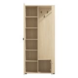 Mobile da Ingresso Marrone Rovere Nero Specchio Incluso 6 Ripiani 87x36x197h cm, Appendiabiti - Vique
