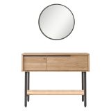 Mobile da Ingresso Marrone Rovere Nero Specchio Incluso Modulabile 100x30x76h cm, 2 Ripiani - Recale