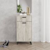 Mobile da Ingresso Marrone Rovere Nero un Cassetto 2 Ripiani 54x35x101h cm, Un'anta - Sezzadio