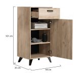 Mobile da Ingresso Marrone Rovere Nero un Cassetto 2 Ripiani 54x35x101h cm, Un'anta - Sezzadio