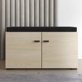 Mobile da Ingresso Marrone Rovere Nero un Ripiano 2 Ante 77x35x40.5h cm, 2 Vani - Druento