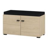 Mobile da Ingresso Marrone Rovere Nero un Ripiano 2 Ante 77x35x40.5h cm, 2 Vani - Druento