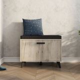 Mobile da Ingresso Marrone Rovere Nero un Ripiano Un'anta 68x35x52.5h cm, 2 Vani - Lainate