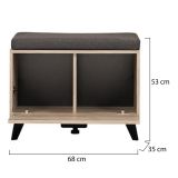 Mobile da Ingresso Marrone Rovere Nero un Ripiano Un'anta 68x35x52.5h cm, 2 Vani - Lainate