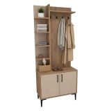 Mobile da Ingresso Marrone Rovere Nodi Beige 6 Paia 7 Ripiani 74x33x183h cm, Appendiabiti - Formigaro