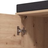 Mobile da Ingresso Marrone Rovere Nodi Grigio Scuro un Ripiano 2 Ante 80x40x52h cm, con Piedini, Comoda Seduta - Lalom