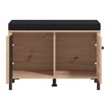 Mobile da Ingresso Marrone Rovere Nodi Grigio Scuro un Ripiano 2 Ante 80x40x52h cm, con Piedini, Comoda Seduta - Lalom