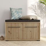 Mobile da Ingresso Marrone Rovere Nodi Grigio Scuro un Ripiano Apertura Battente 80x40x49h cm, 2 Ante - Pincara
