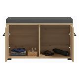 Mobile da Ingresso Marrone Rovere Nodi Grigio Scuro un Ripiano Apertura Battente 80x40x49h cm, 2 Ante - Pincara