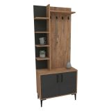 Mobile da Ingresso Marrone Rovere Nodi Nero Antracite 6 Paia 7 Ripiani 74x33x183h cm, Appendiabiti - Formigaro