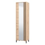 Mobile da Ingresso Marrone Rovere Nodi Nero Specchio Incluso 2 Ripiani 193x55x40h cm, Appendiabiti - Apia