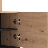 Mobile da Ingresso Marrone Rovere Nodi Nero Specchio Incluso 7 Ripiani 134.5x34.5x192.5h cm, Appendiabiti - Pandino