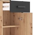 Mobile da Ingresso Marrone Rovere Nodi Nero Specchio Incluso un Cassetto 94.5x33.5x191h cm, 5 Ripiani - Corbetta