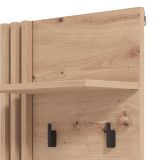 Mobile da Ingresso Marrone Rovere Nodi Nero Specchio Incluso un Ripiano 102x76x21h cm, Appendiabiti - Nuku