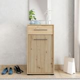 Mobile da Ingresso Marrone Rovere Nodi Nero un Cassetto 2 Ripiani 54.5x40x101.5h cm, Un'anta - Pincara