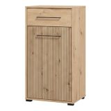 Mobile da Ingresso Marrone Rovere Nodi Nero un Cassetto 2 Ripiani 54.5x40x101.5h cm, Un'anta - Pincara