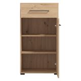 Mobile da Ingresso Marrone Rovere Nodi Nero un Cassetto 2 Ripiani 54.5x40x101.5h cm, Un'anta - Pincara