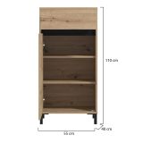 Mobile da Ingresso Marrone Rovere Nodi Nero un Cassetto 2 Ripiani 54.5x40x109.5h cm, Un'anta - Pollenza