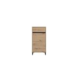 Mobile da Ingresso Marrone Rovere Nodi Nero un Cassetto 2 Ripiani 54.5x40x109.5h cm, Un'anta - Pollenza