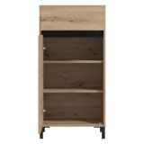 Mobile da Ingresso Marrone Rovere Nodi Nero un Cassetto 2 Ripiani 54.5x40x109.5h cm, Un'anta - Pollenza