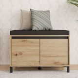 Mobile da Ingresso Marrone Rovere Nodi Nero un Ripiano 2 Ante 80x40x57h cm, 2 Vani - Varmo