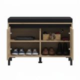 Mobile da Ingresso Marrone Rovere Nodi Nero un Ripiano 2 Ante 80x40x57h cm, 2 Vani - Varmo