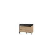 Mobile da Ingresso Marrone Rovere Nodi Nero un Ripiano 2 Ante 80x40x57h cm, 2 Vani - Varmo