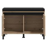 Mobile da Ingresso Marrone Rovere Nodi Nero un Ripiano 2 Ante 80x40x57h cm, 2 Vani - Varmo