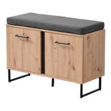 Mobile da Ingresso Marrone Rovere Nodi Nero un Ripiano 2 Ante 84.5x35x59.5h cm, 2 Vani - Roascio