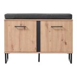 Mobile da Ingresso Marrone Rovere Nodi Nero un Ripiano 2 Ante 84.5x35x59.5h cm, 2 Vani - Roascio