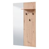Mobile da Ingresso Marrone Rovere Nodi Specchio Incluso un Ripiano 79x19.5x132h cm, Appendiabiti - Lanze