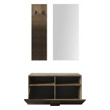 Mobile da Ingresso Marrone Rovere Specchio Incluso 4 Paia 91x36x165h cm, 2 Ripiani - Muros