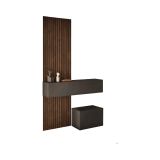 Mobile da Ingresso Marrone Scuro Marrone Quercia 2 Paia Cassetti 138x35x241h cm, Ripiani Made in Italy - Liscate