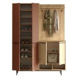 Mobile da Ingresso Marrone Terracotta Marrone Rovere Appendiabiti 12 Ripiani 147x36x196h cm, Apertura Battente - Tignale