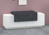 Mobile da ingresso Mirco, Entratina moderna multifunzione, Armadietto multiuso per atrio, 100% Made in Italy, cm 120x45h46, Bianco lucido e Ardesia