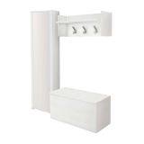 Mobile da ingresso Mirtilla, Entratina moderna con appendiabiti, Mobile con scarpiera, Armadietto con specchio, Cm 50x32h182, Bianco