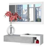 Mobile da ingresso moderno sospeso con cassetto bianco e cemento 95x19h cm - Arty