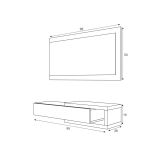 Mobile da ingresso moderno sospeso con cassetto bianco e cemento 95x19h cm - Arty