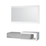 Mobile da ingresso moderno sospeso con cassetto bianco e cemento 95x19h cm - Arty