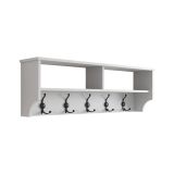 Mobile da ingresso Murasaki, Entratina appendiabiti, Composizione per atrio, Consolle portaoggetti multifunzione, 120x22 h37 cm, Bianco