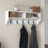 Mobile da ingresso Murasaki, Entratina appendiabiti, Composizione per atrio, Consolle portaoggetti multifunzione, 120x22 h37 cm, Bianco