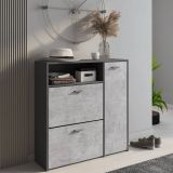 Mobile da Ingresso Nero Antracite Grigio Cemento 5 Paia 3 Ripiani 92x27x94h cm, 3 Ante - Scultore